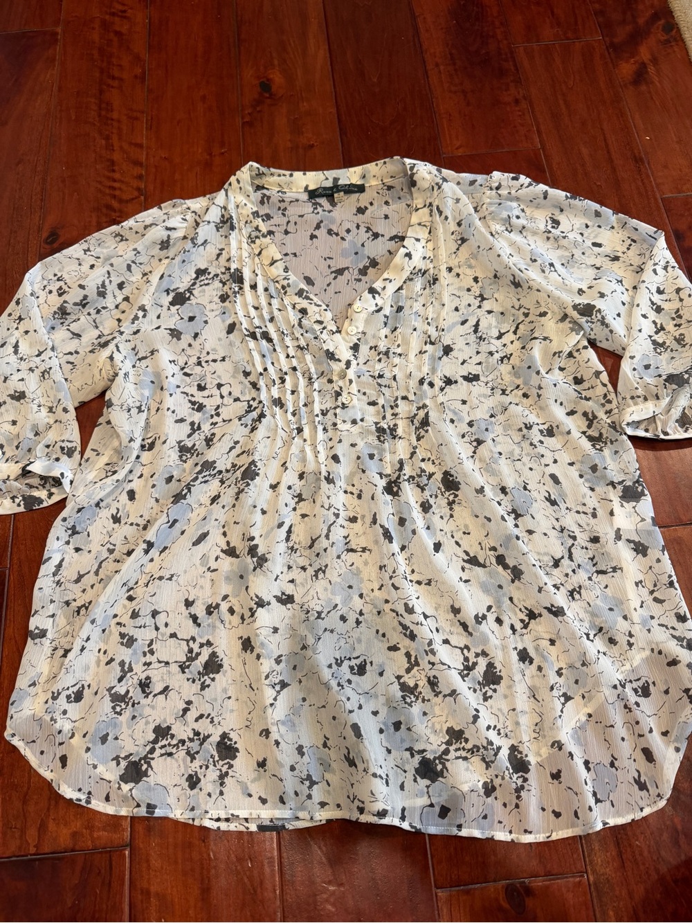 Black and White Floral Blouse